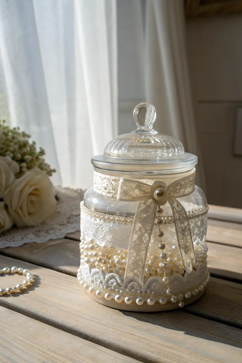 Capture the love and blessings with a beautifully crafted wedding wishing jar.