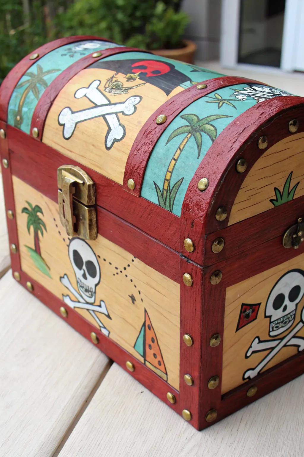 Unlock the magic of adventure with this vibrant pirate-themed treasure chest for kids!