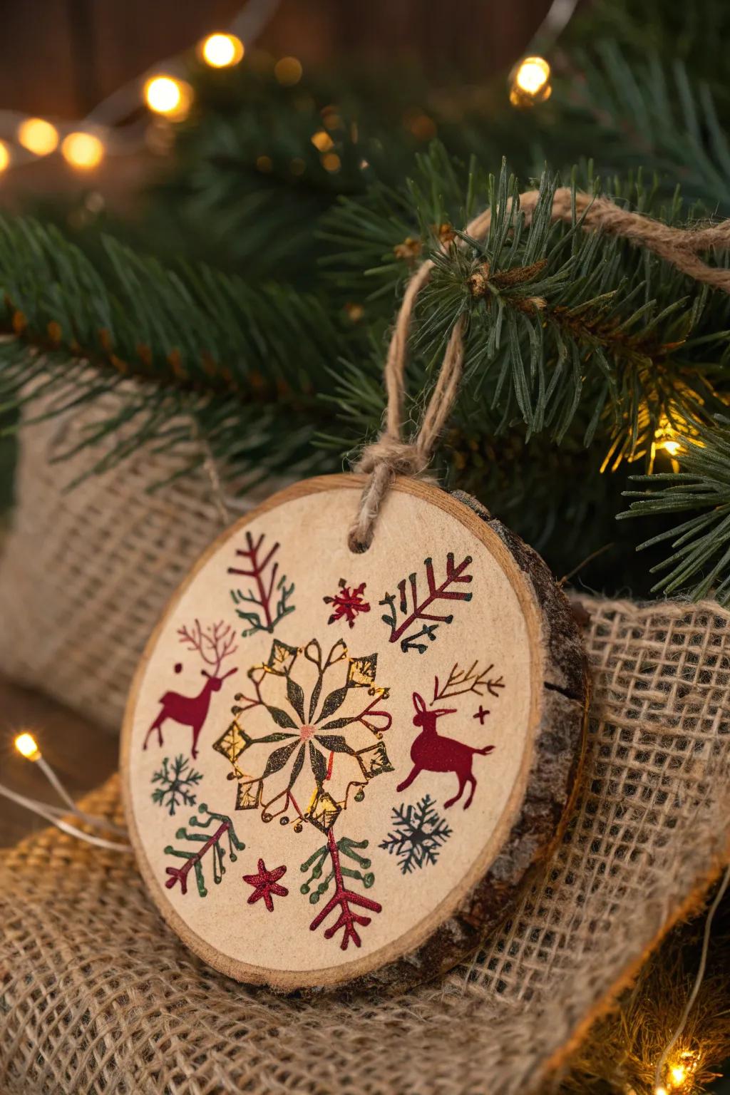 Craft your holiday cheer with handcrafted wood-burned ornaments.