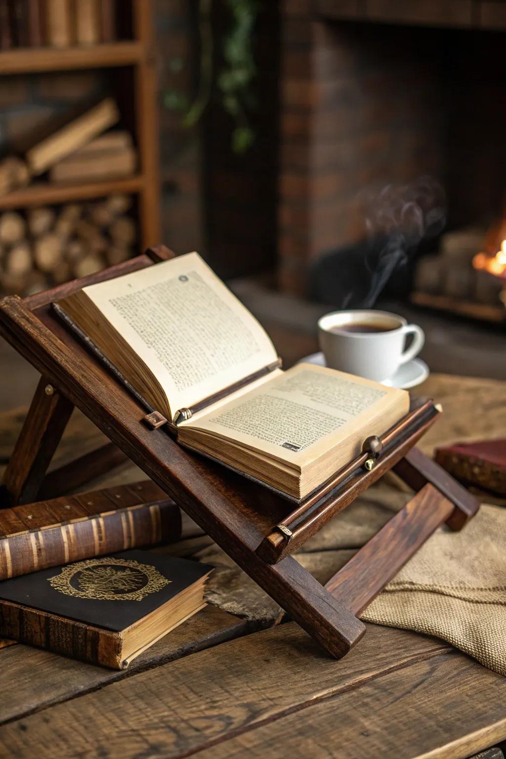 Elevate your reading experience with an adjustable wooden book stand, crafted for comfort and style.