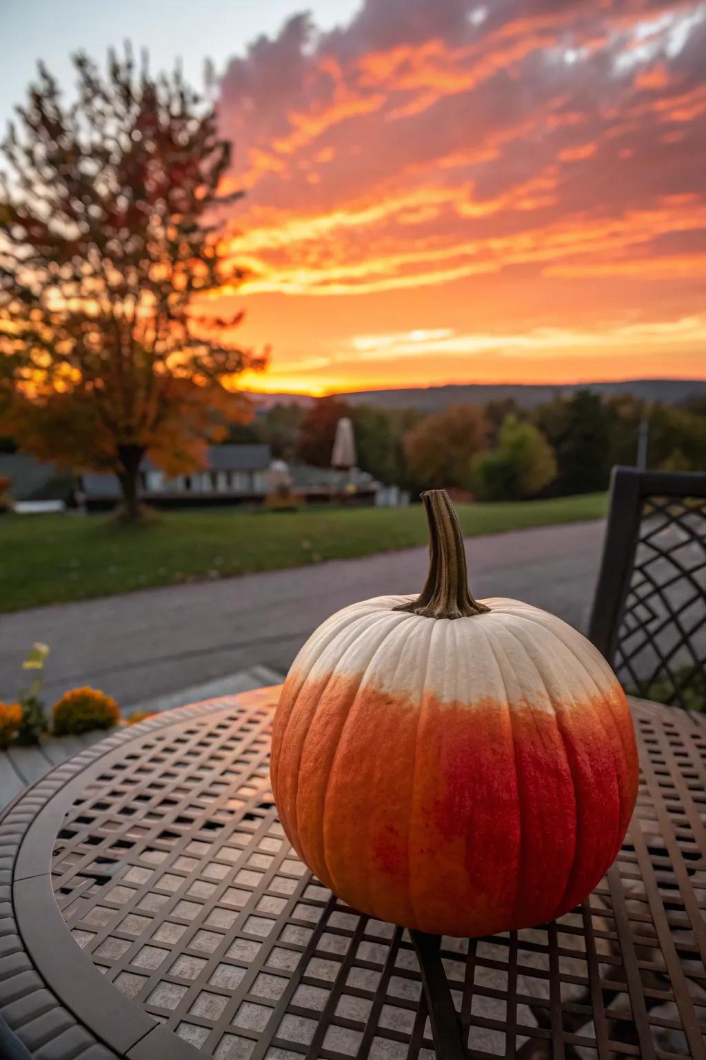 Ombre sunset shades bring vibrant warmth to your fall decor.