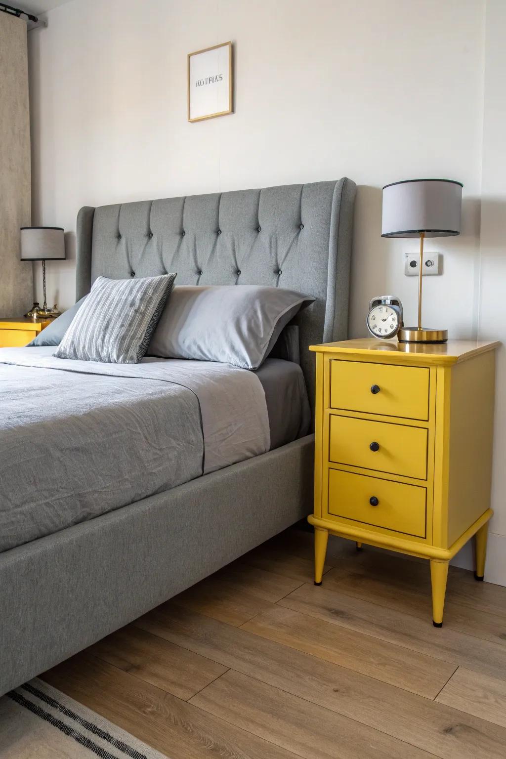 The fusion of modern and traditional styles in grey and yellow.