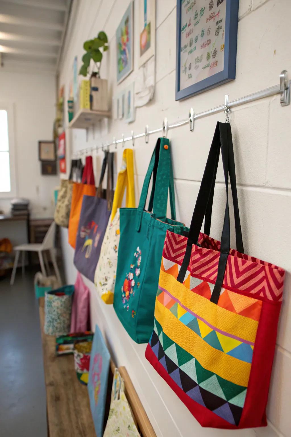 Upcycled tote bags are stylish and sustainable.