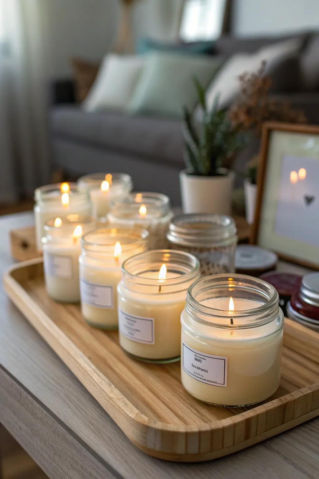 Create a romantic ambiance with custom scented candles.