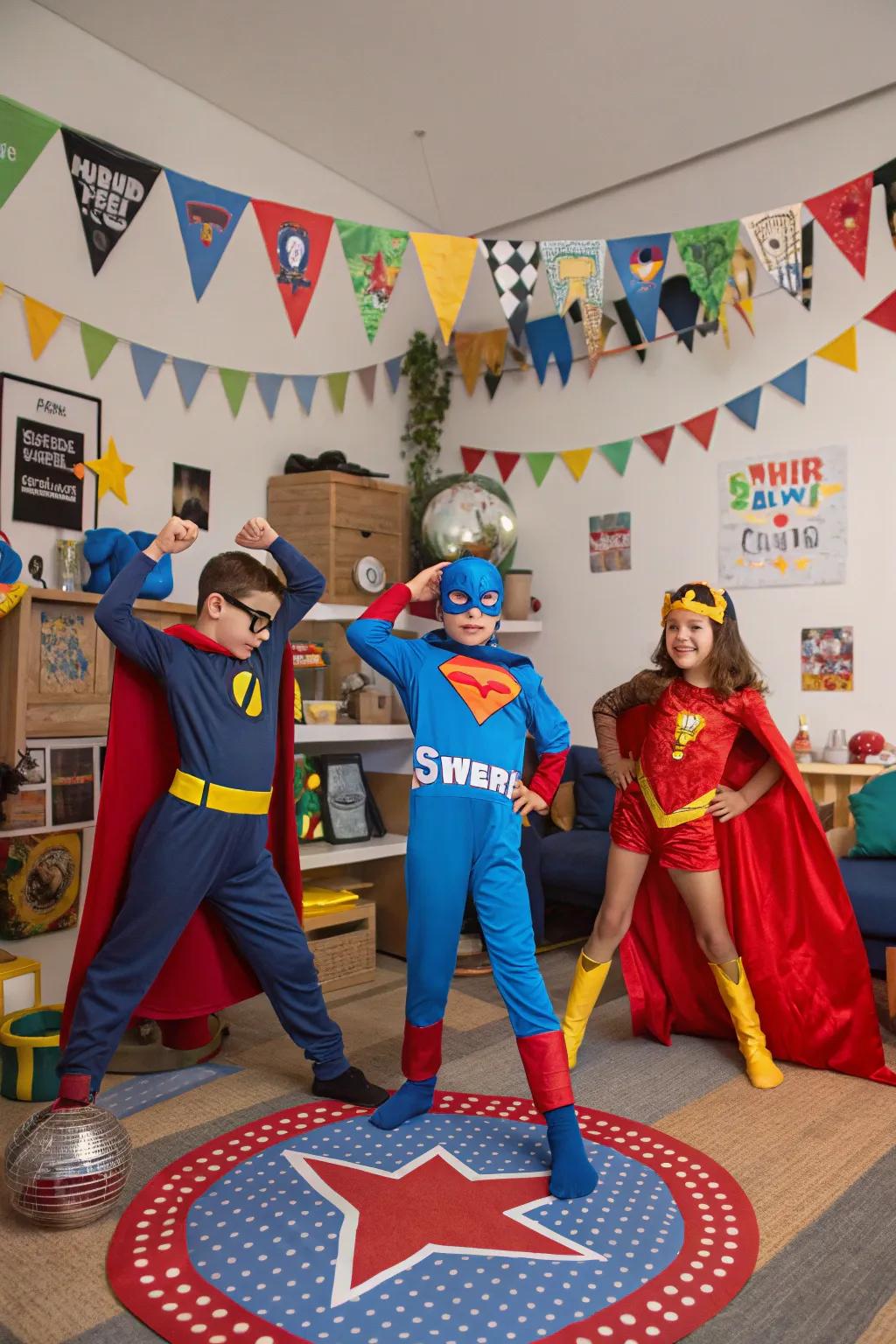 A superhero costume party is perfect for kids who love to imagine and play.