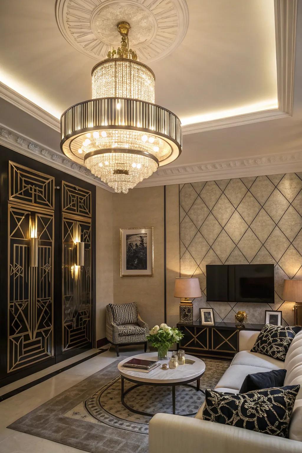 Art Deco lighting offers both style and functionality, perfect for a 1930s theme.