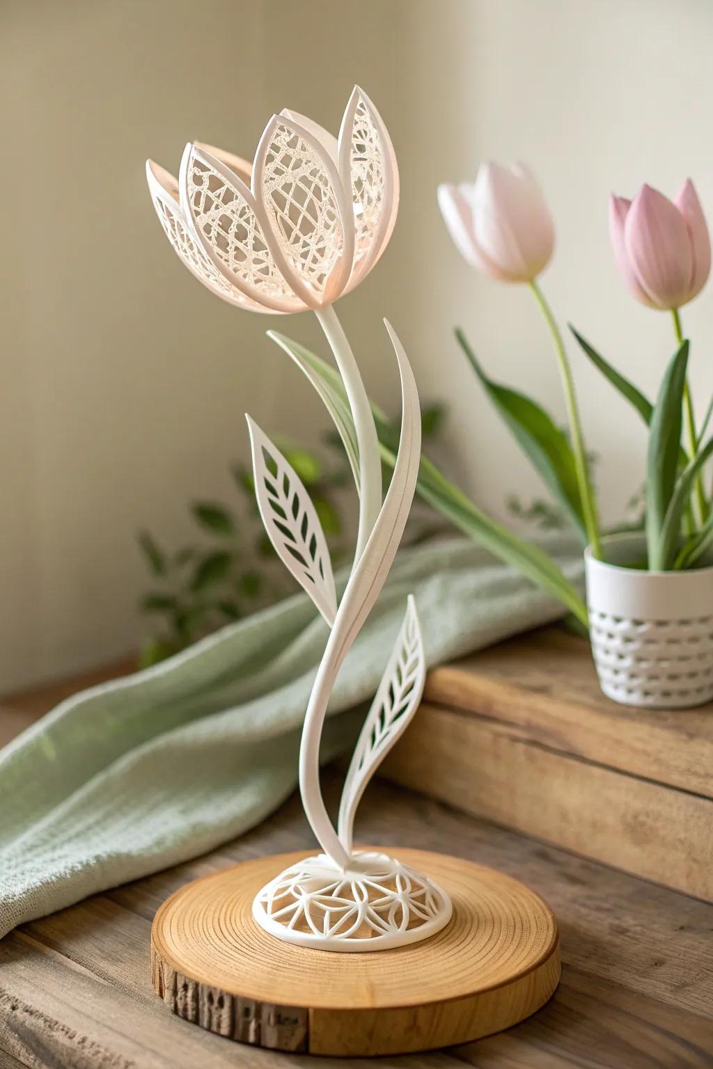 A touch of artistry: minimalistic tulip decoration perfect for Mother's Day.