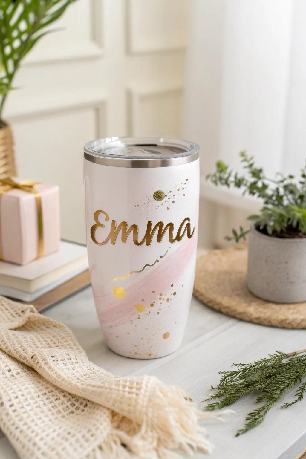 Add a personal touch to your tumbler with elegant name designs that blend Scandinavian minimalism with boho charm.
