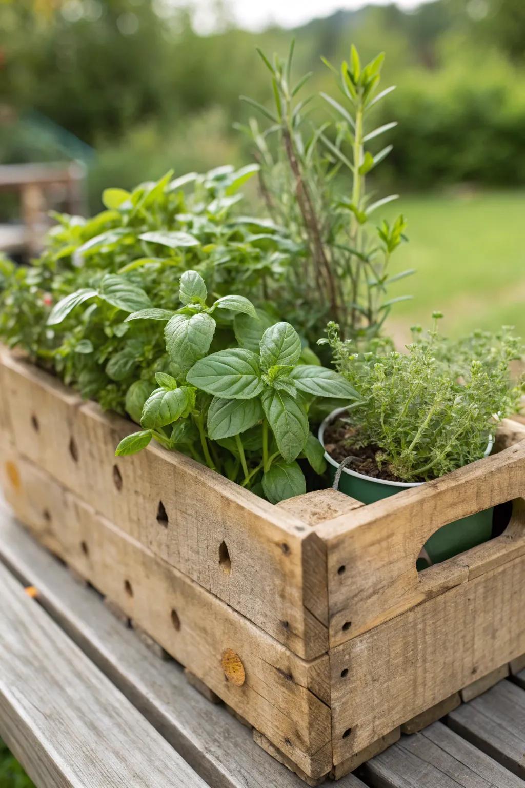 Grow your own herbs with a DIY planter.