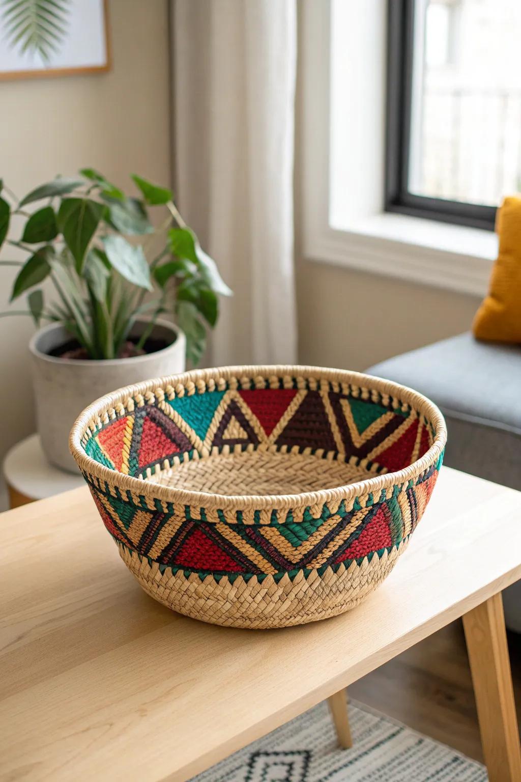 Add a touch of warmth and global charm to your space with this stunning handcrafted African basket.