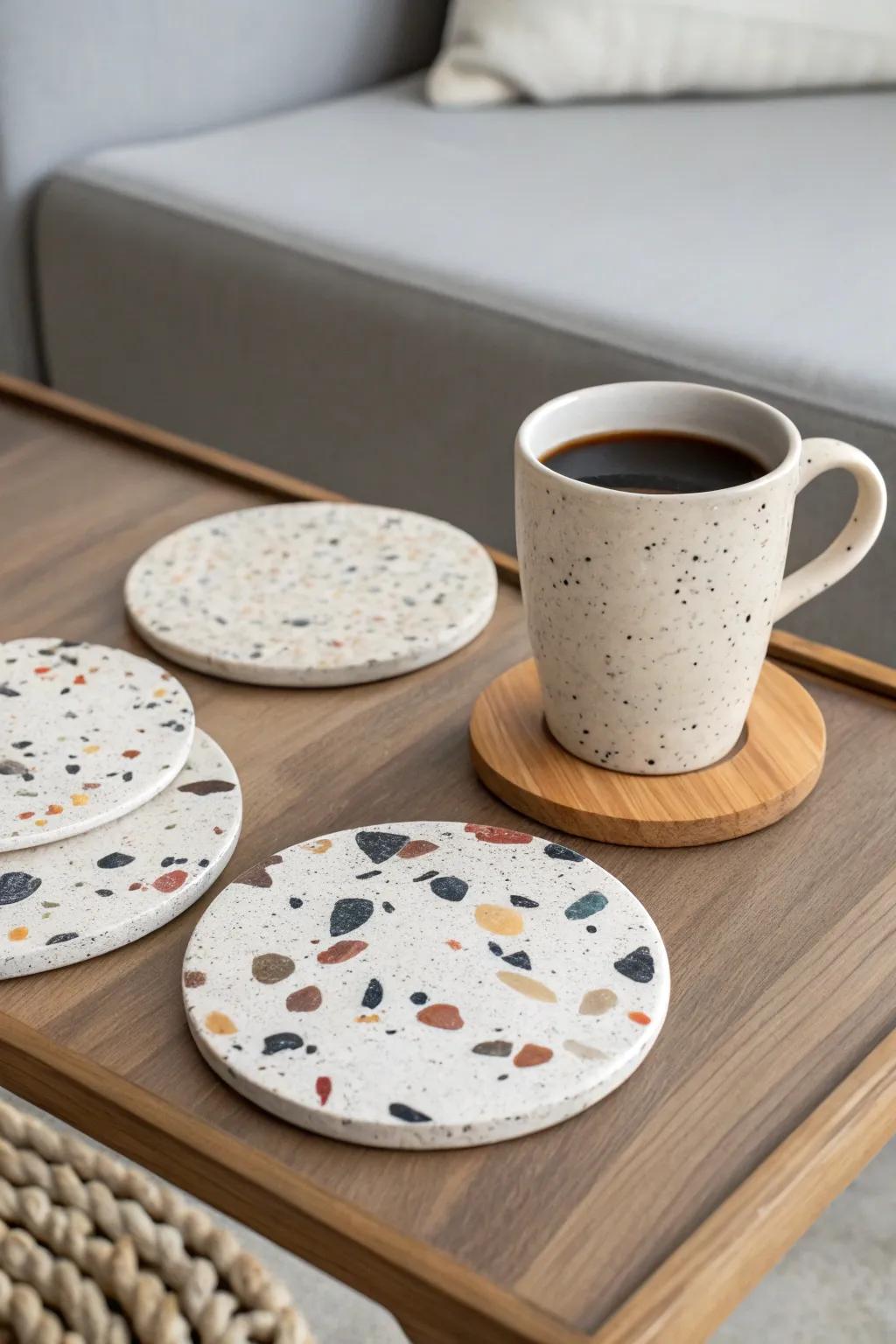 Protect your surfaces with stylish air dry clay coasters.