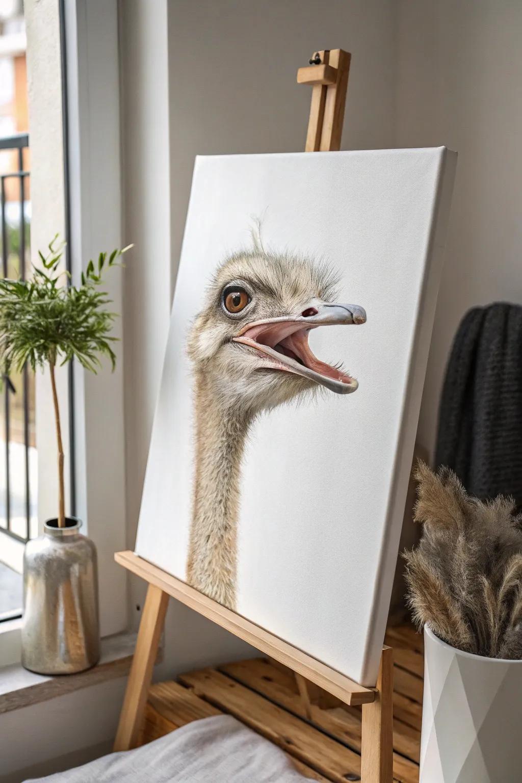 Embrace the whimsy with this charming ostrich painting—where minimalism meets Boho flair!