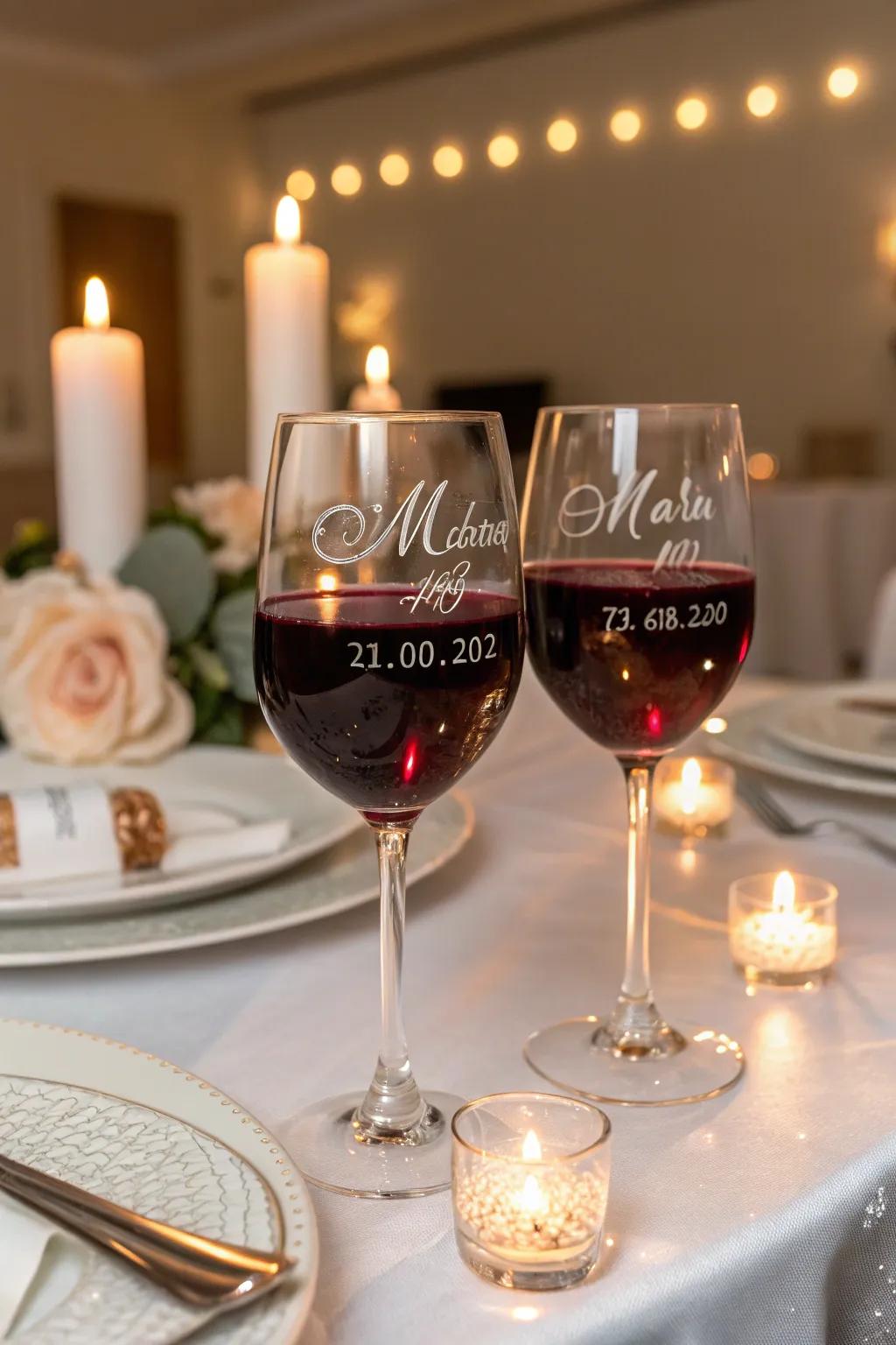 Raise a glass to love with personalized wine glasses