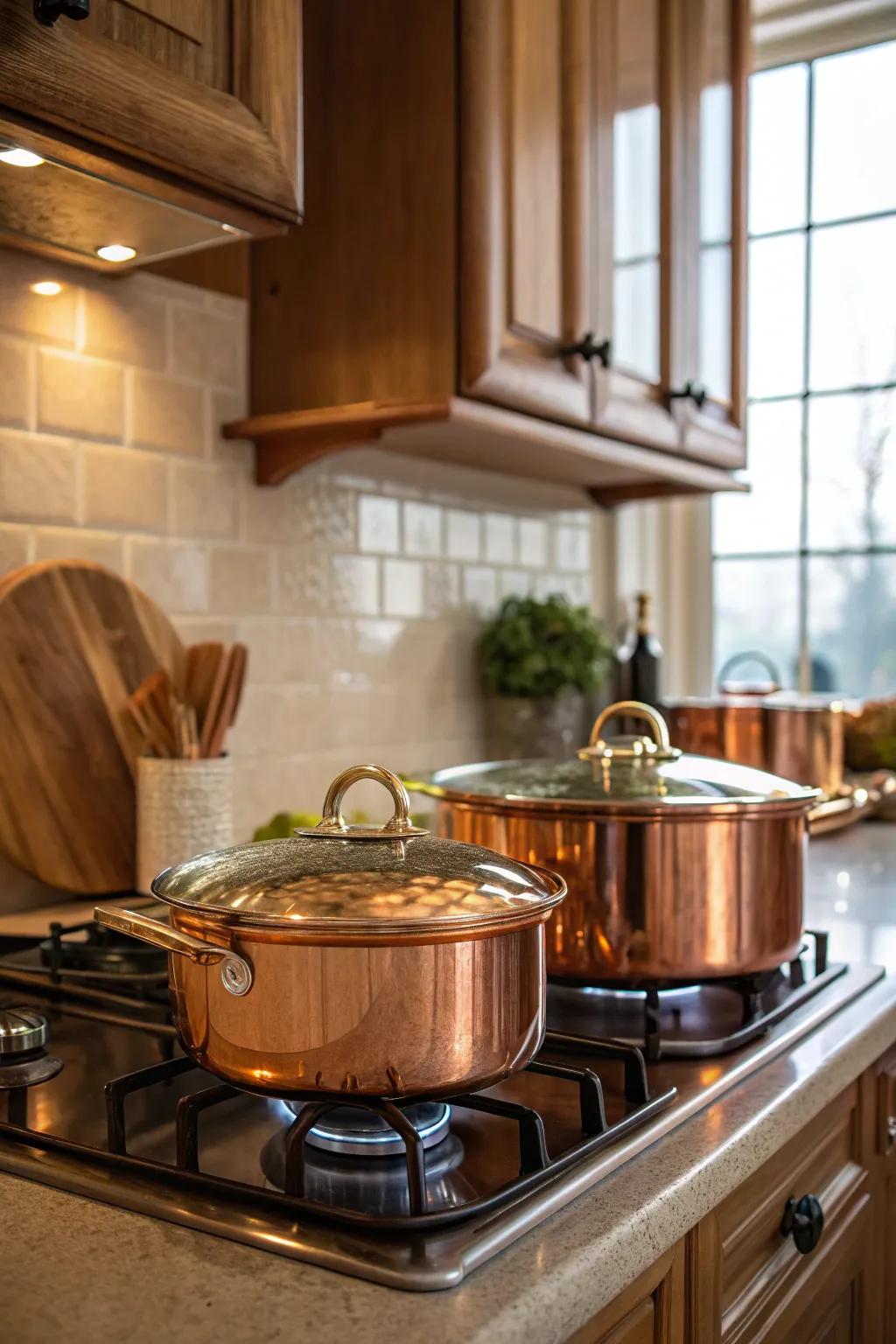 Cook together with beautiful copper cookware.