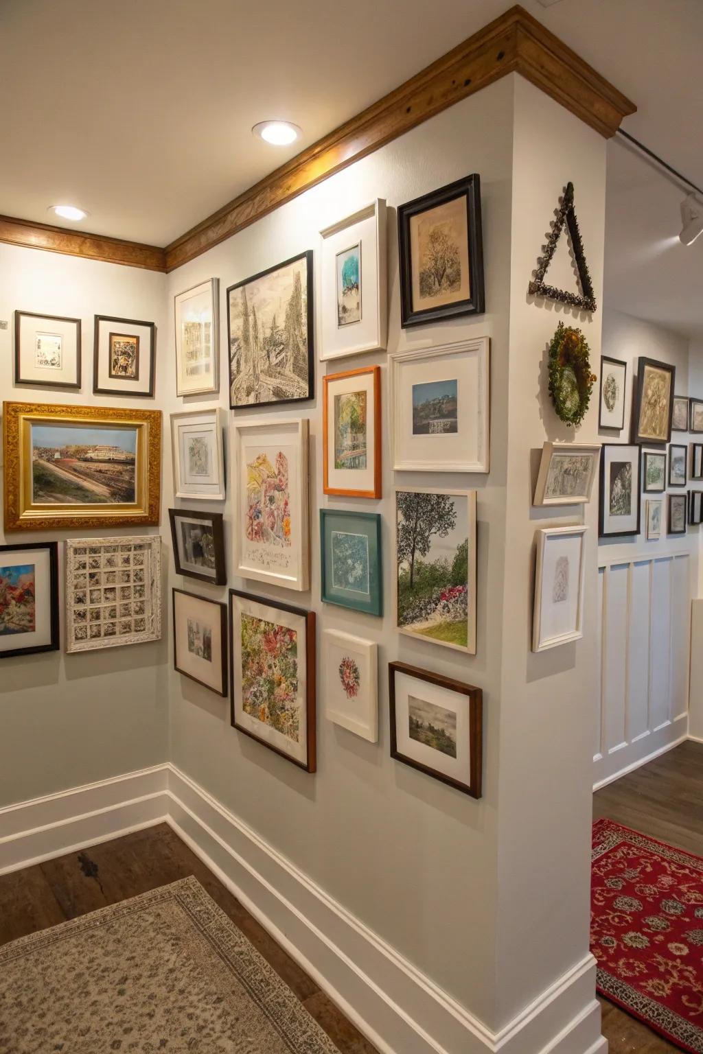 A gallery wall can make your corner feel part of the room.