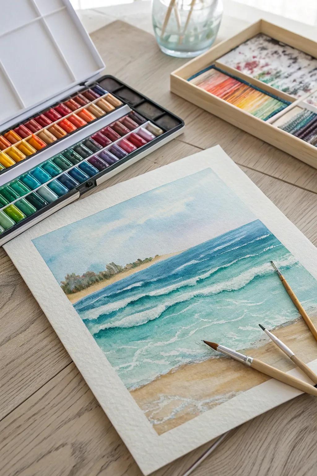Discover the hidden beauty in every brushstroke with wax resist painting. 🌊✨ #ArtMagic #MinimalistArt