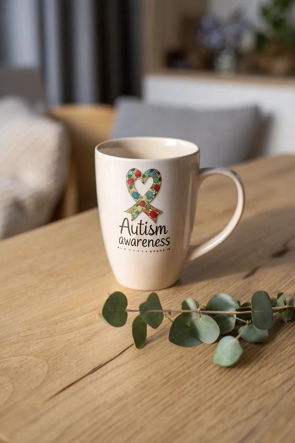 Sip in style and strength with a custom autism awareness mug, celebrating diversity through minimalist elegance.