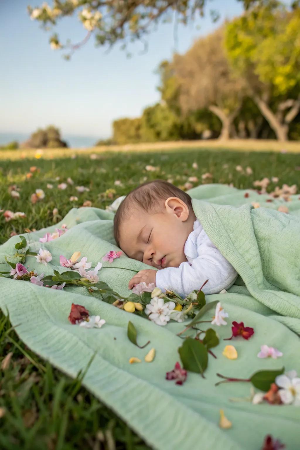 Nature-inspired elements add a fresh and organic touch to your baby's photos.