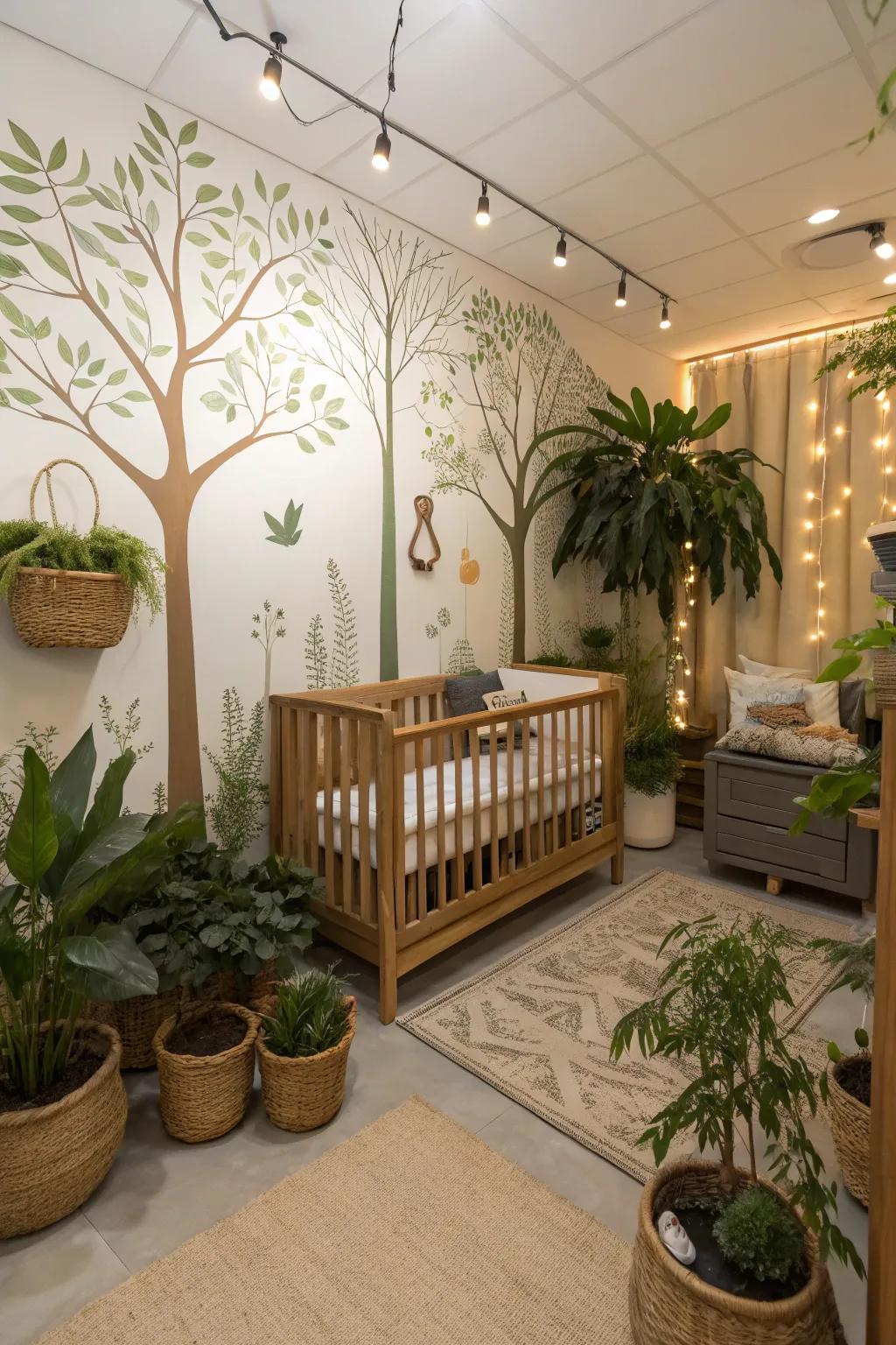 Nature-inspired elements add tranquility to the nursery.