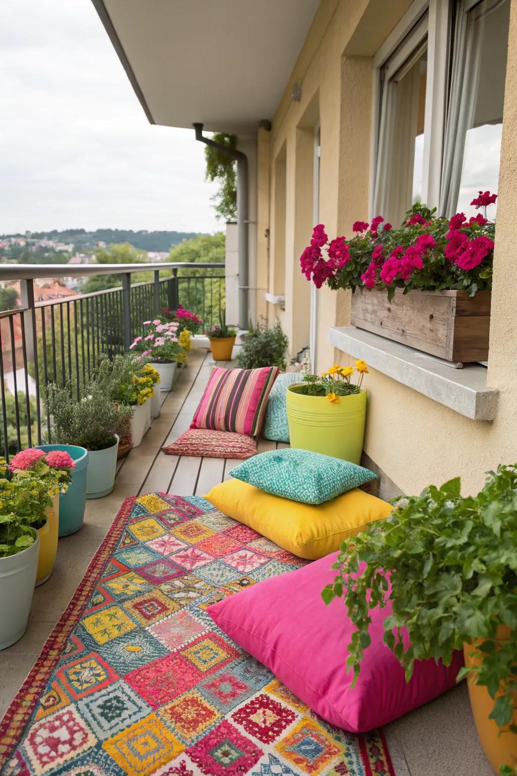 Bright colors bring energy and style to your balcony.