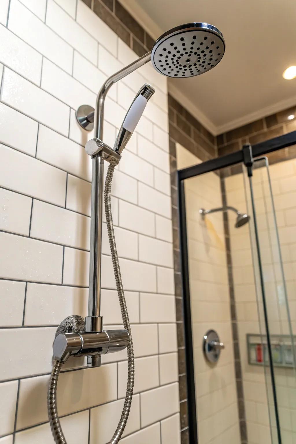 Handheld shower heads provide versatility and ease of use.