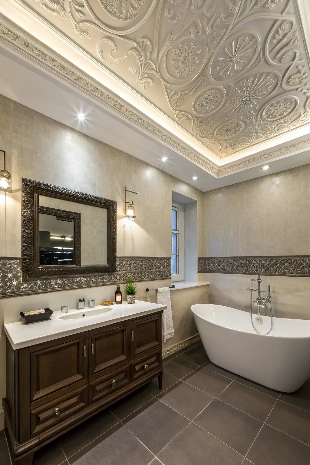 Decorative molding enhances the sophistication of a bulkhead.