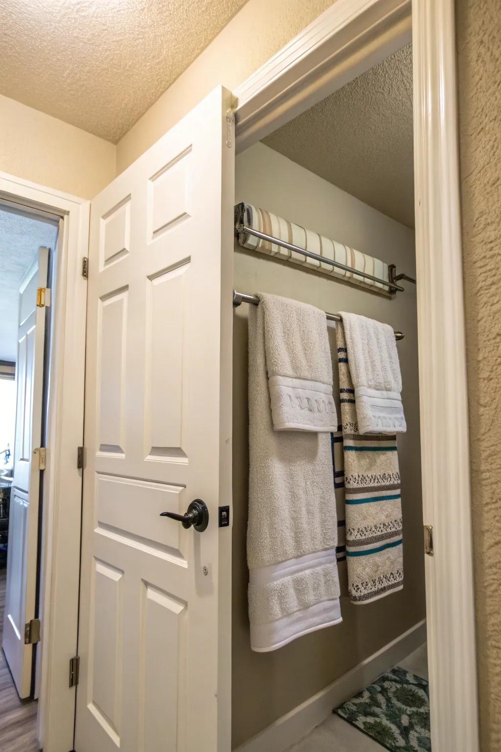 Over-the-door racks optimize space without compromising accessibility.