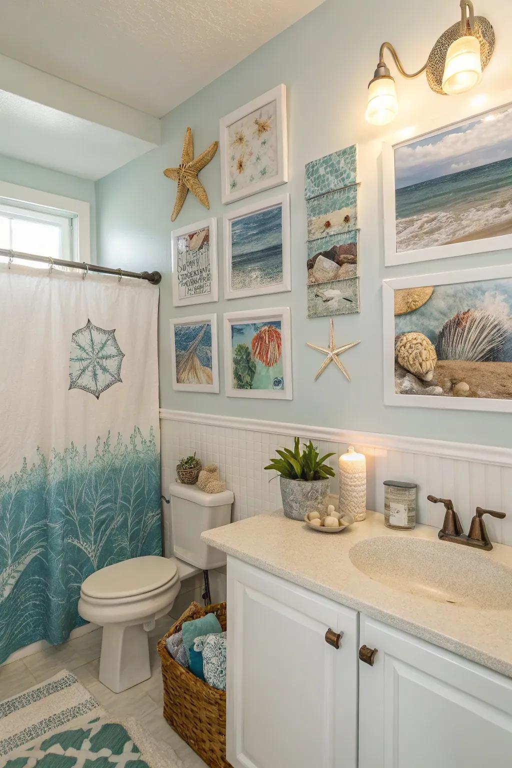 Bring the tranquility of the ocean into your bathroom with sea-themed decals.