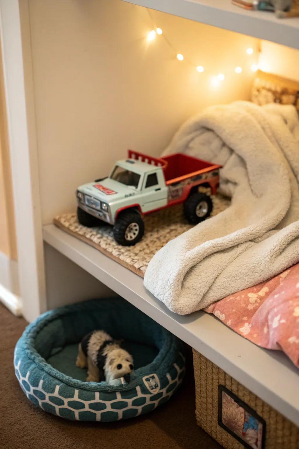 A repurposed toy truck makes a whimsical bed for your bearded dragon.