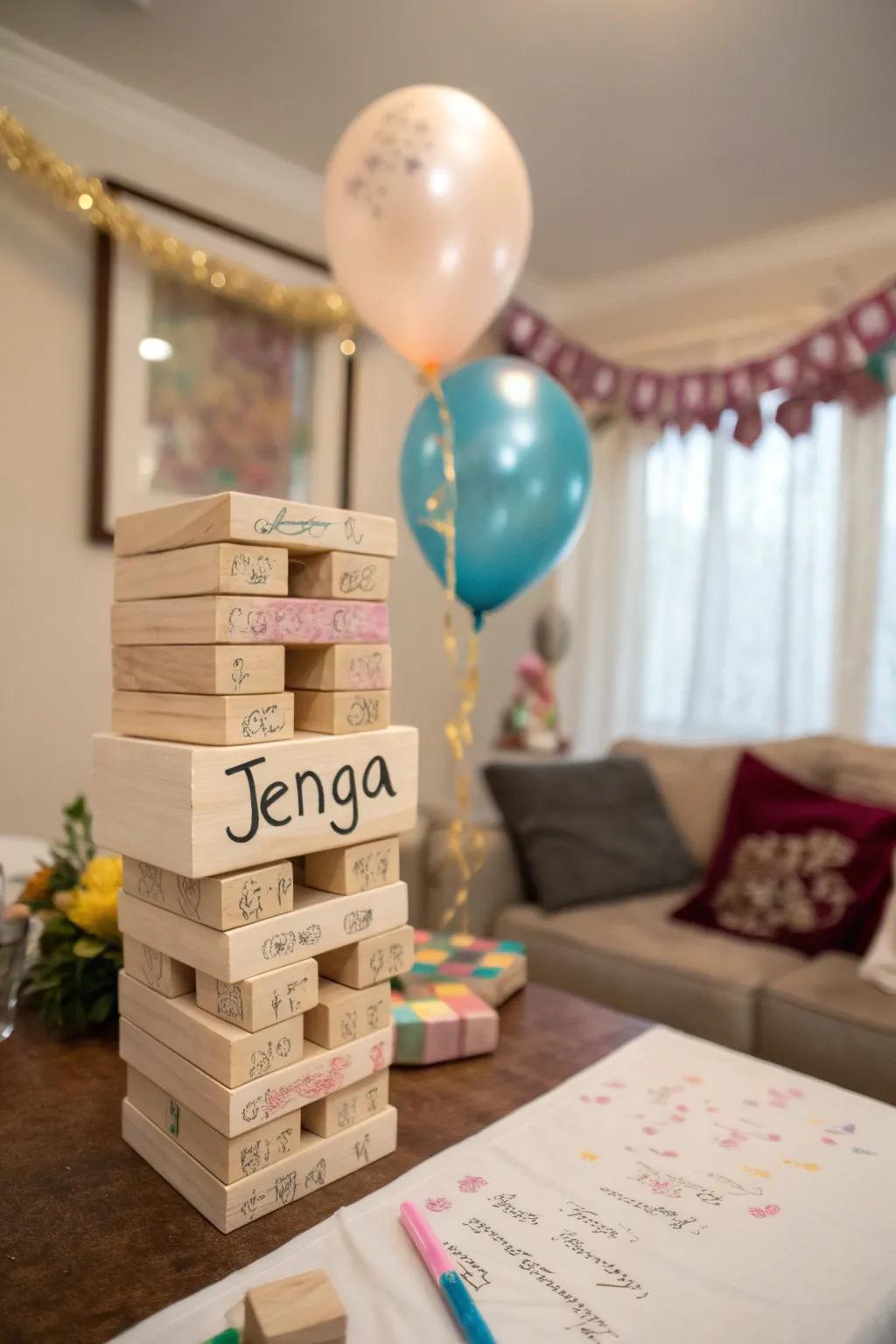 Build memories block by block with a Jenga guest book.