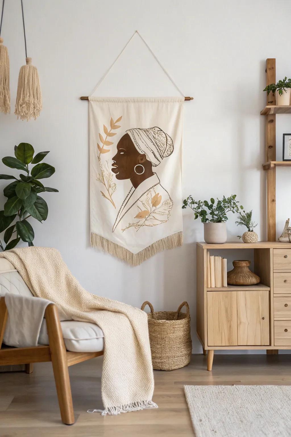 Celebrate Black history with artful simplicity: A banner that honors influential figures in a minimalist setting.