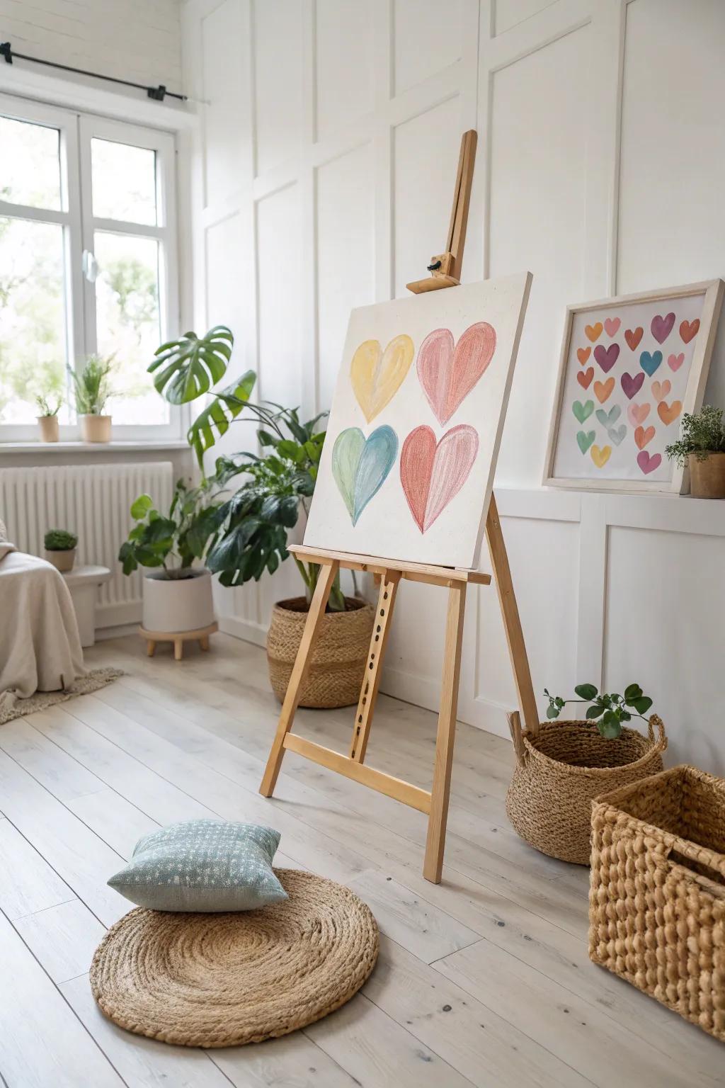 Express your emotions with a splash of color on a blank canvas – a heartfelt masterpiece in the making.