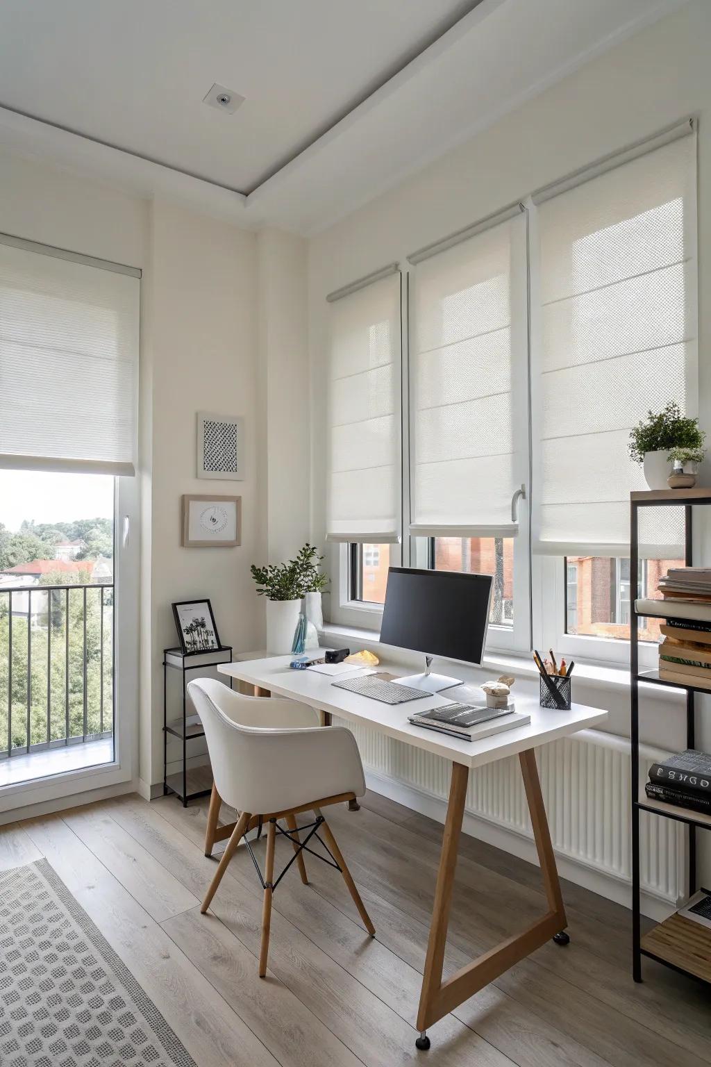 Achieve minimalism with versatile roller blinds.