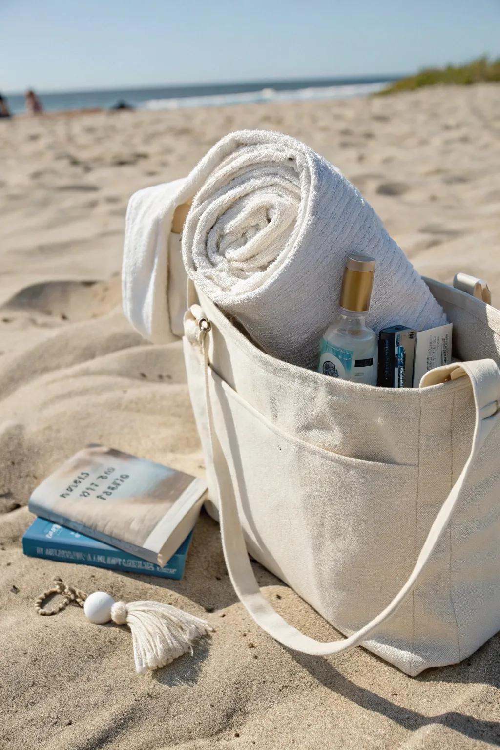 Effortless beach days start with the perfect tote. 🌊☀️ #BeachEssentials #ScandiBoho