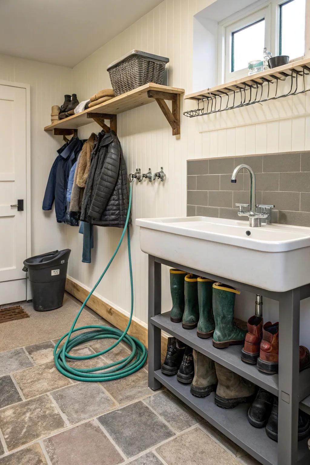 A sink with a hose is a practical addition for active households.