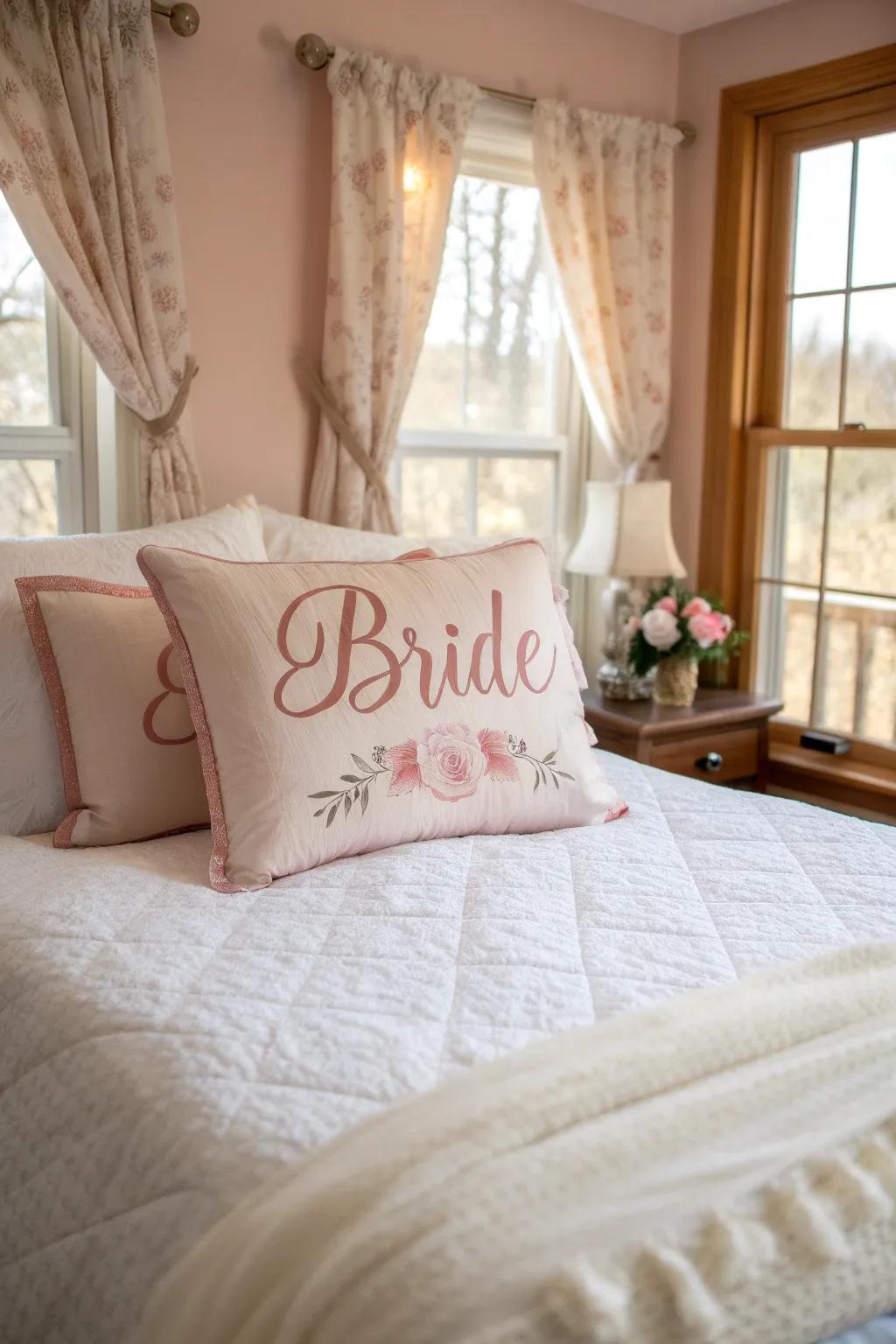 Personalized pillows add a unique and intimate touch.