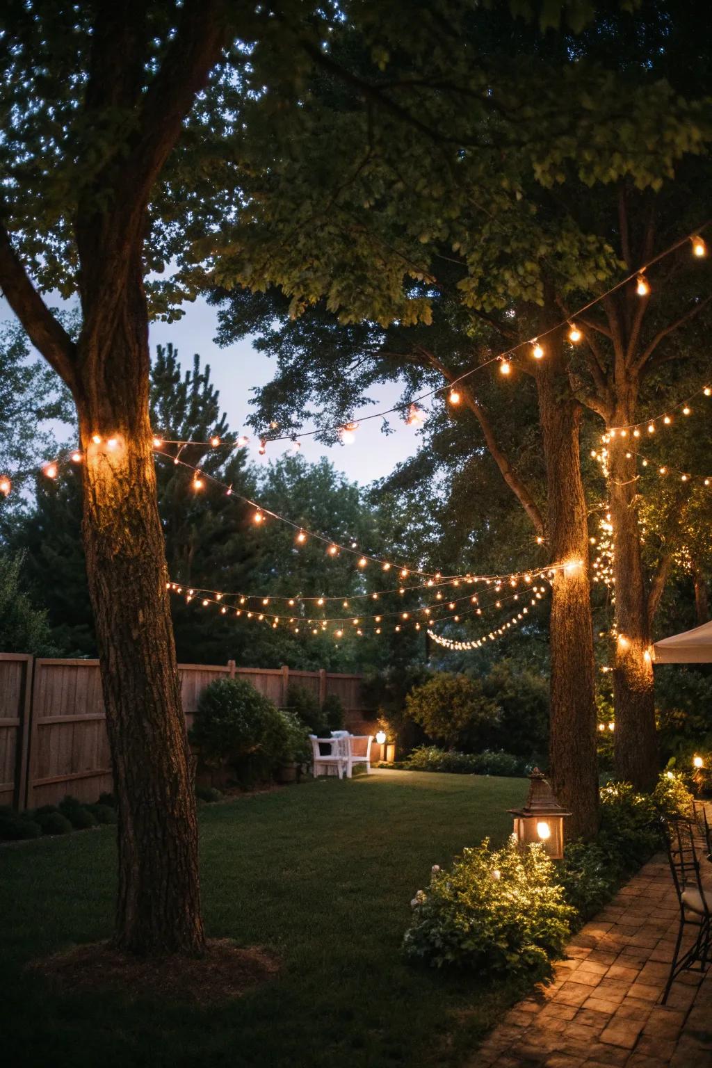 String lights add warmth and charm to any outdoor area.