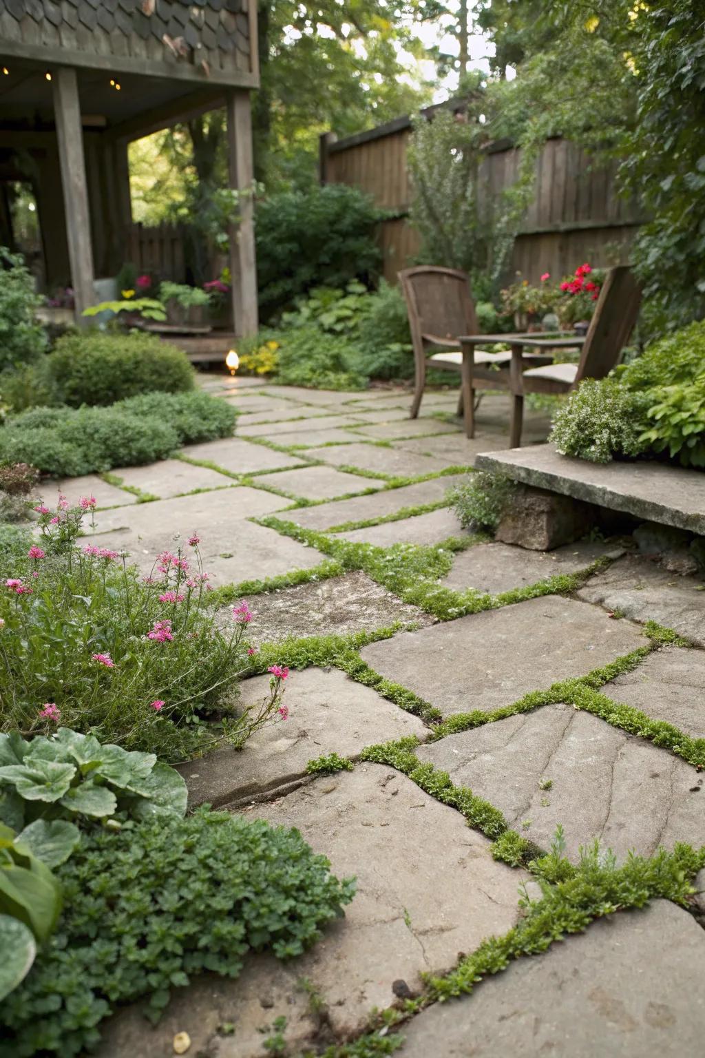 A barefoot patio with pavers offers a natural and comfortable feel.