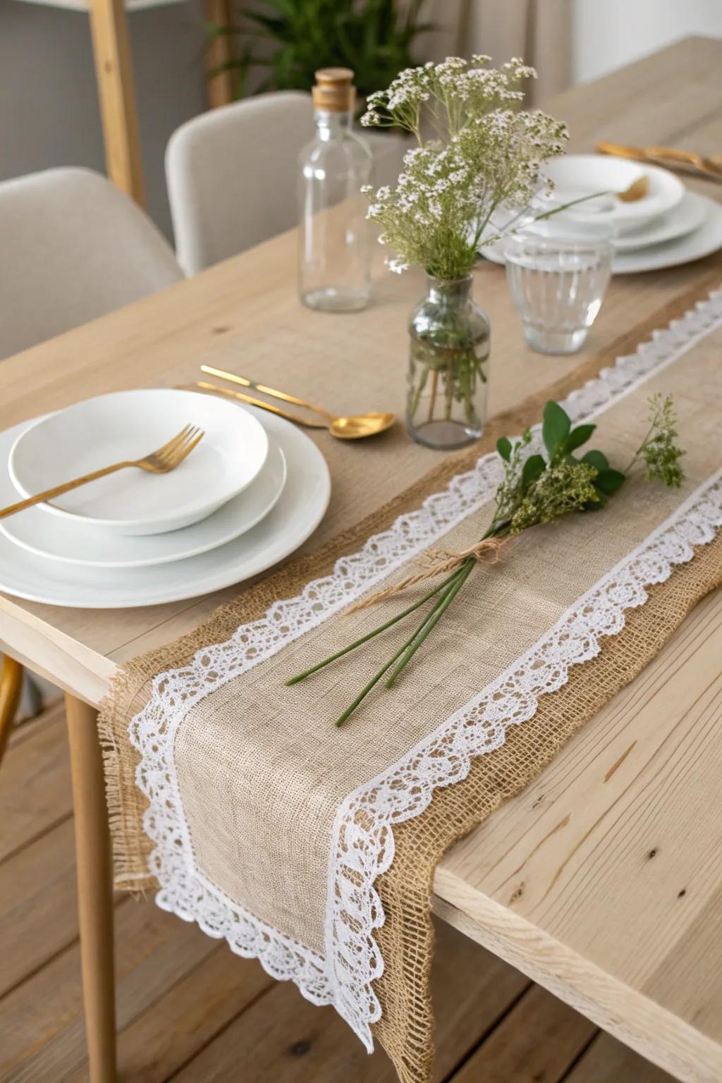 Elevate your dining experience with a touch of rustic elegance. #BurlapBeauty #MinimalistCharm