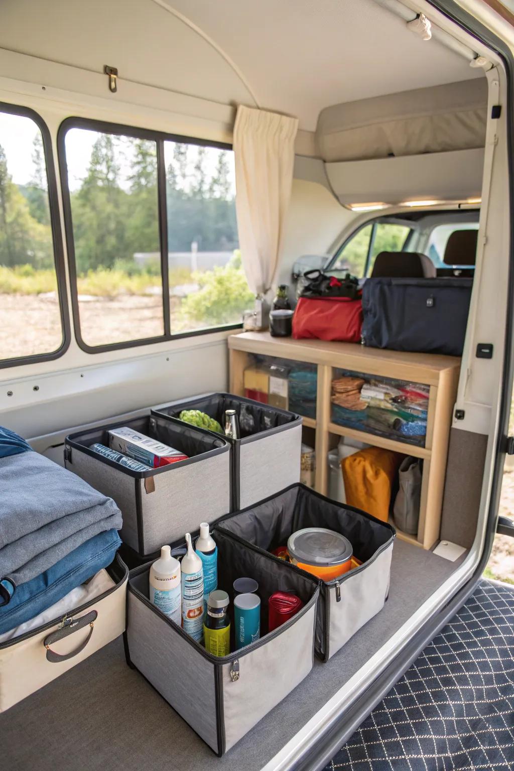 Keep your camper tidy with smart storage solutions.