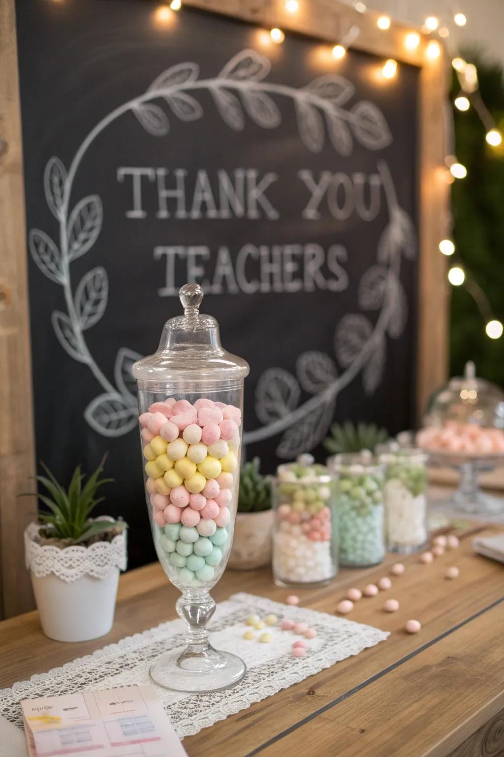 Sweet Appreciation: A candy bar display with a touch of elegance and gratitude.