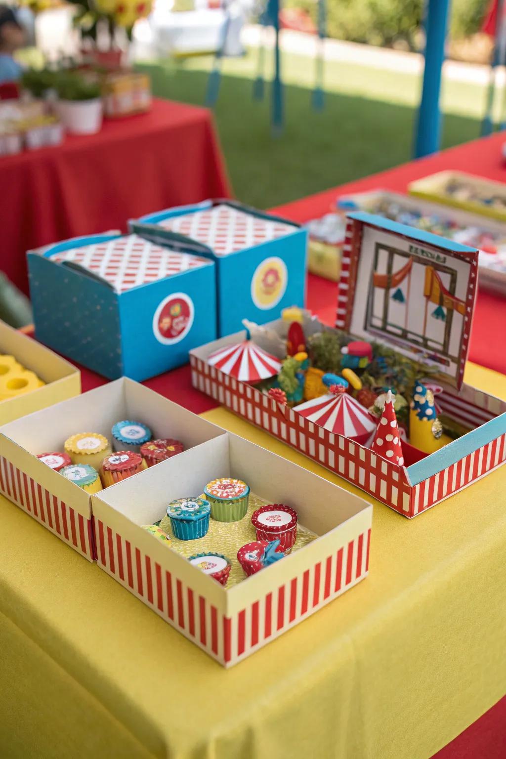 Miniature carnival games boxed up for fun at home.