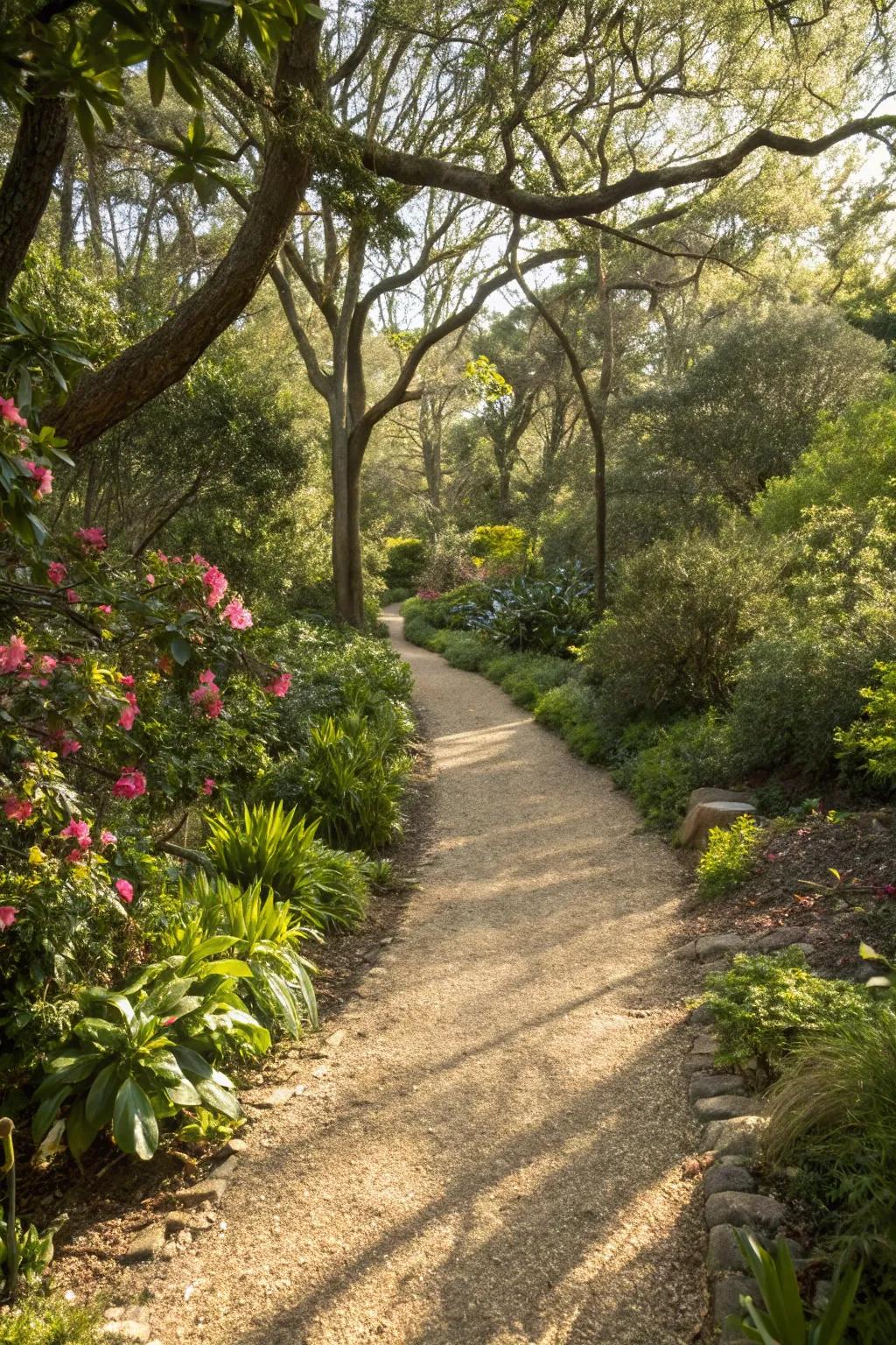 A compacted decomposed granite walkway is both cost-effective and elegant.