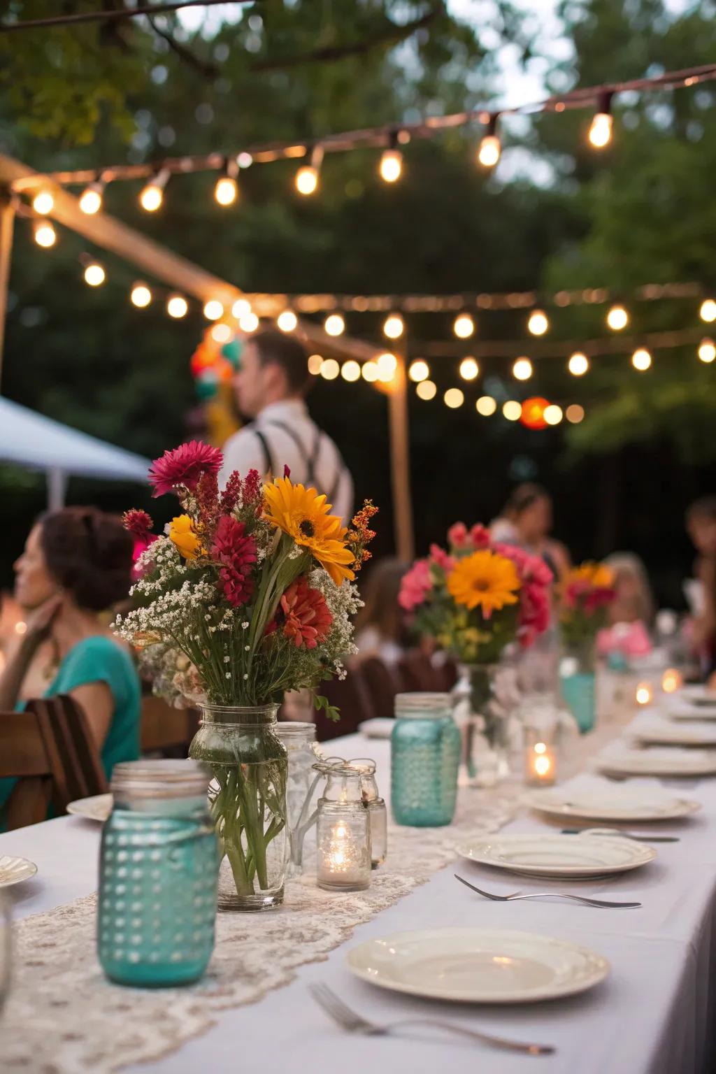 Mason jars make versatile and charming centerpieces.