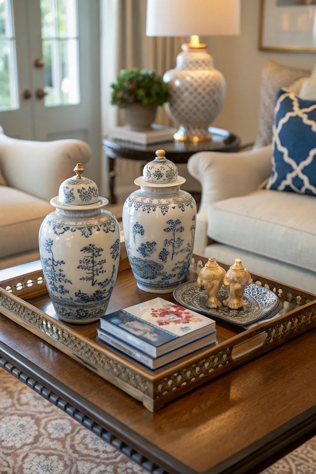 A charming chinoiserie vignette making a stylish statement.