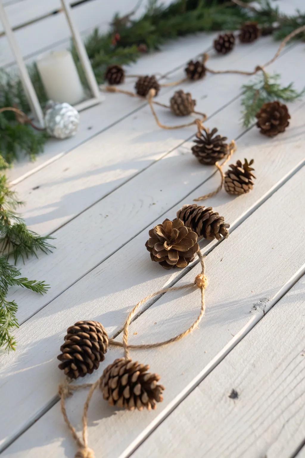 Bring the beauty of nature indoors with a charming pinecone garland this Christmas.