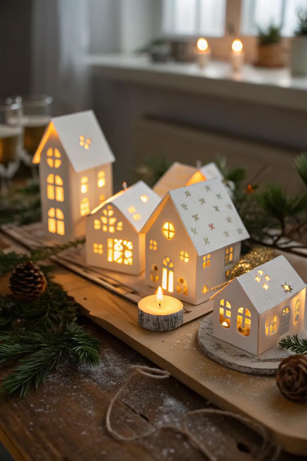 Craft your own winter wonderland with a paper house village.