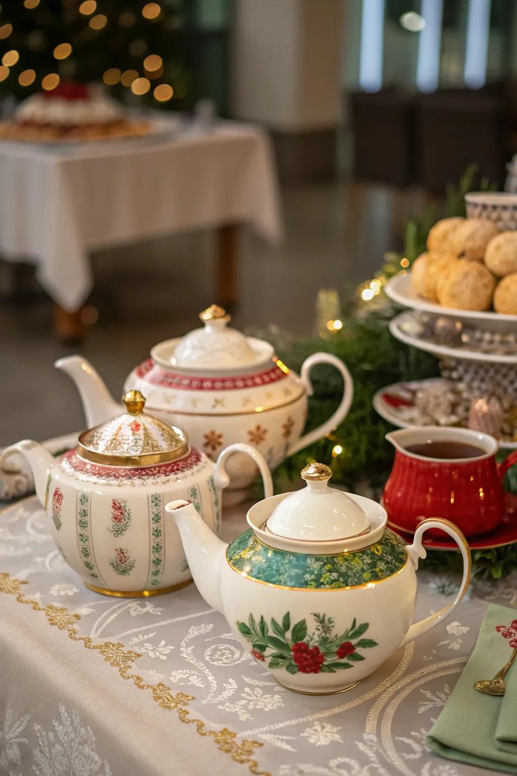 An inviting selection of holiday teas ready for guests.