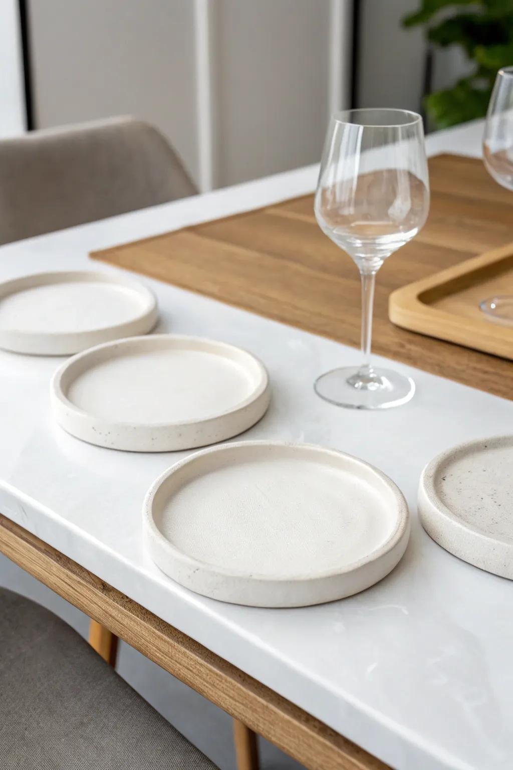 Simplicity at its finest with minimalist white coasters.