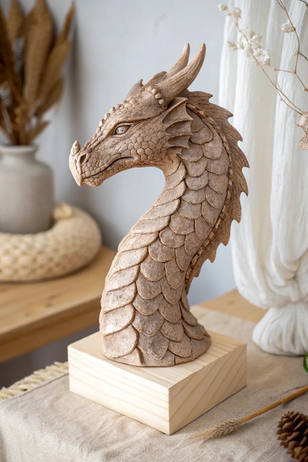 Unleash your creativity with this enchanting clay dragon head—a perfect blend of fantasy and minimalist elegance.